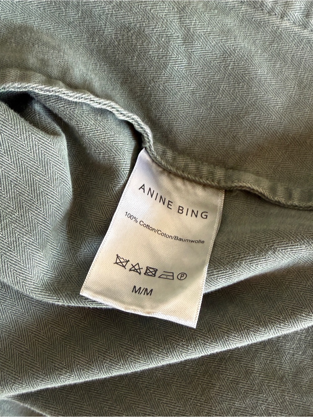 ANINE BING Olive Green Military Field Jacket with Brown Leather Chest Pocket - Picture 8 of 8